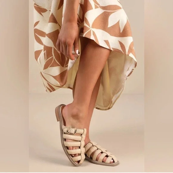 Dolce Vita DV Fyona Mule Sandals Raffia Slingback Straps Buckle Size 7.5 - Picture 2 of 8